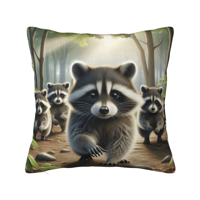 Funny Raccoon Throw Pillow Case cm Sofa Cushion Cover Velvet Polyester Pillowcase Doublesided Printing
