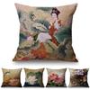 Chinese Retro Painting Style Classical Girl Lotus Cushion Covers Office Car Sofa Chair Home Decoration Cushion Cover Pillow Case