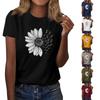 Женская рубашка с короткими рукавами, v-образный вырез, модная футболка с принтом подсолнухов, повседневный топ, топ с короткими рукавами длиной до плеч