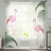 Прозрачные шторы с тропическими растениями и фламинго для спальни, гостиной, вуали, оконные шторы, тюлевые шторы для детской комнаты