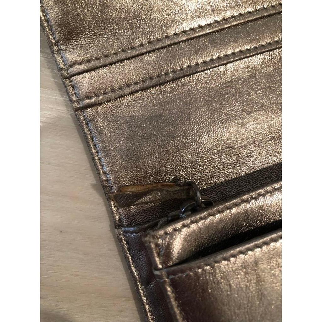 Used CHANEL New Travel Line Long Wallet Gold Bi-fold
