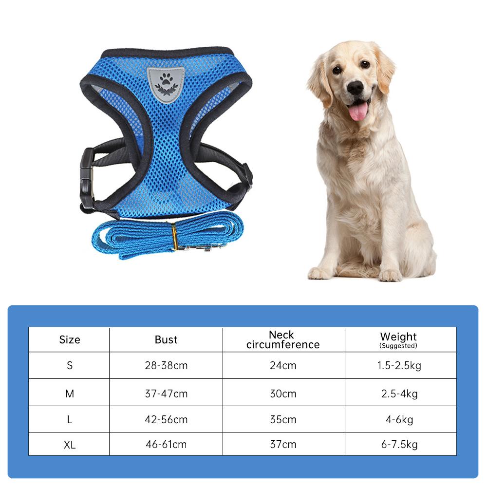 Нейлоновая регулируемая шлейка для собак, светоотражающая, мягкая, дышащая, не тянет, шлейка для собак, жилет, поводок и шлейка для домашних животных для прогулок, товары для домашних животных