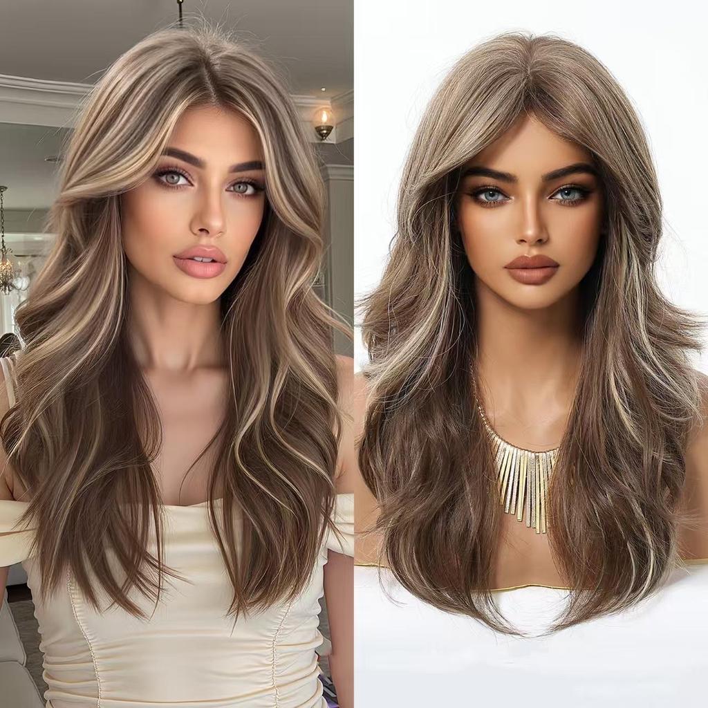 20 Inch Long Layered Cut Wigs for Women, Gorgeous Fluffy Wigs, Synthetic Full Machine Wigs for Party, Daily Use, Synthetic Fiber Wig