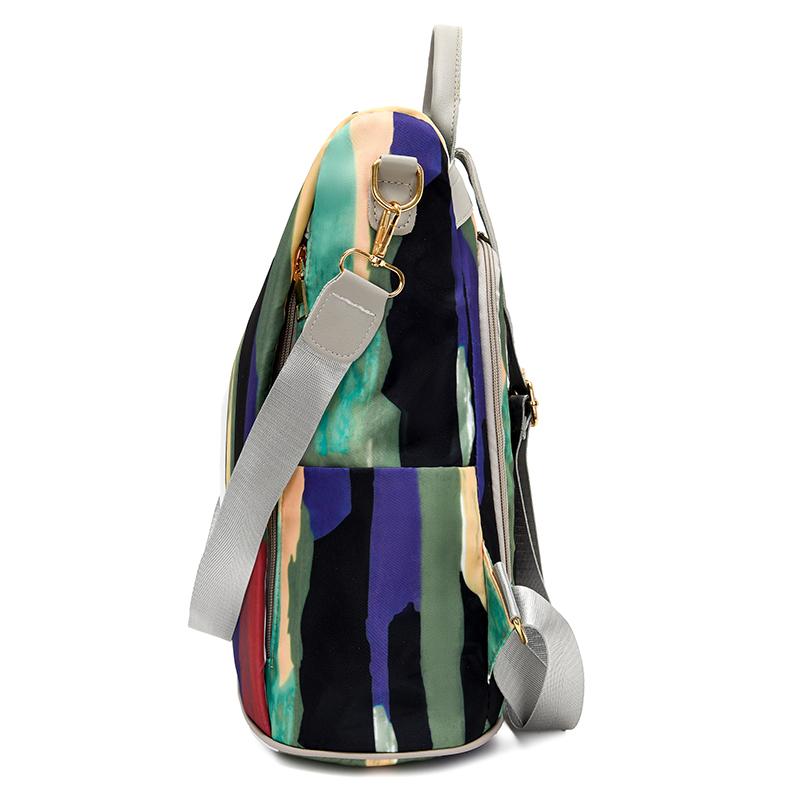 Anti-Theft Backpack Women's Multi-Use Shoulder Bag Colourful Print Travel Lightweight Oxford Women's Bag
