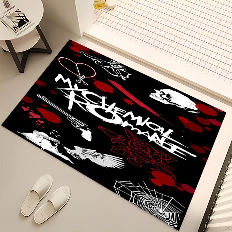 1pc My Chemical Romance Print Area Rug - Soft, Washable Non-Slip Indoor Mat, Living Room, Home Office Decorative Rug,Office Decorative