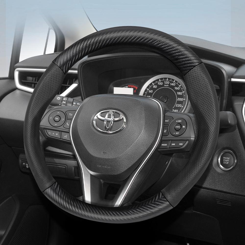 Nlzh6 Для Toyota Чехол на руль из перфорированной кожи с текстурой под карбон Chr Yaris Auris Corolla Rav4 Land Cruiser Prado Hilux