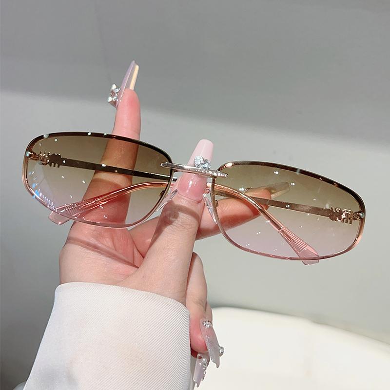 KAMMPT Y2k Rimless Sunglasses Female Latest Fashion Outdoor Decor Shades Female Trendy Luxury Brand Designer Mirror Sun Eyeglasses