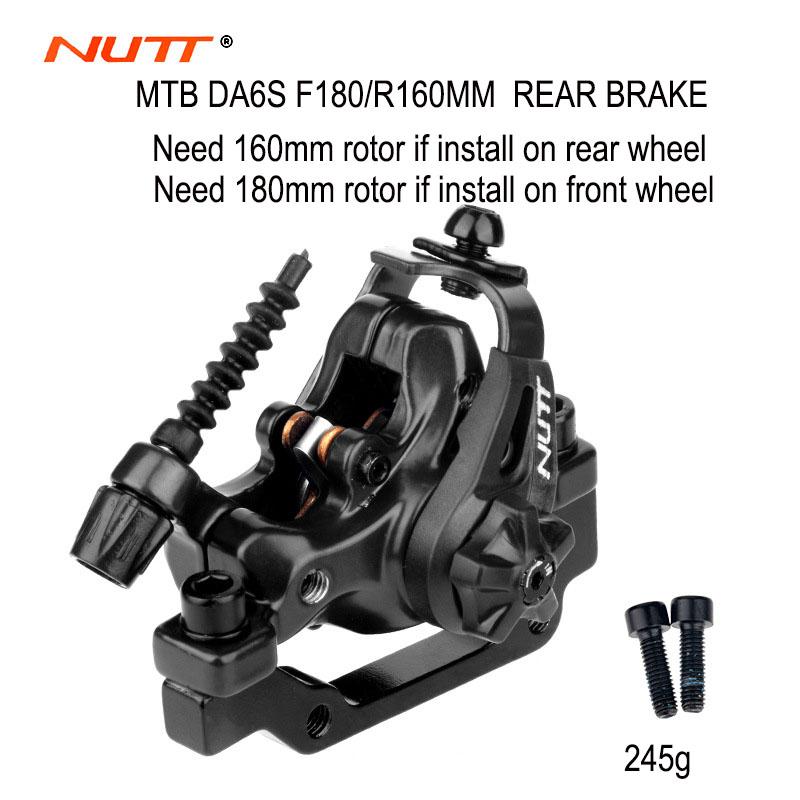 NUTT DA6S Mountain Bicycle Disc Brake Dual Piston Drive Caliper with 160mm Rotor MTB Bikes Scooter E-Bike Brakes Pull Line