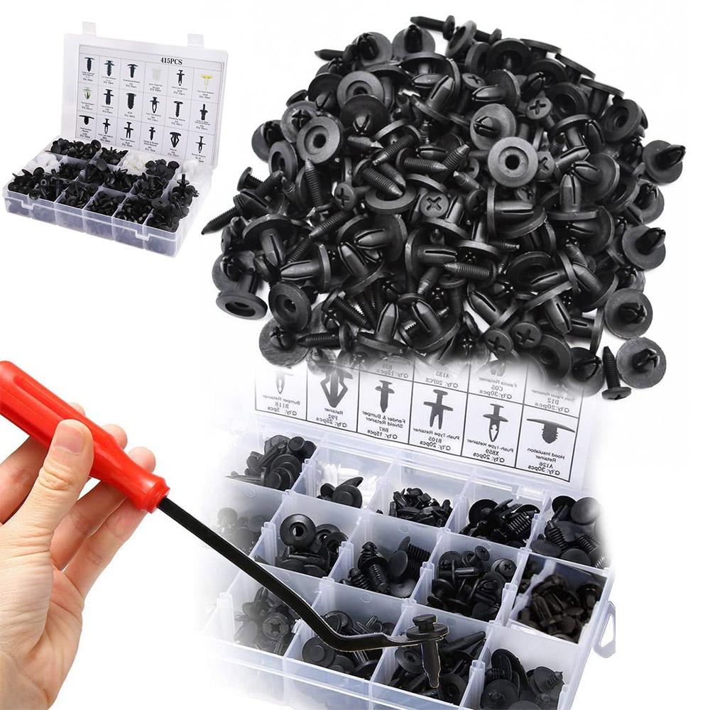 415/100 Pcs Universal Car Bumper Retainer Clips Fender Hole Rivets Fasteners Screw Mix Size Door Trim Panel Fender Parts Tool