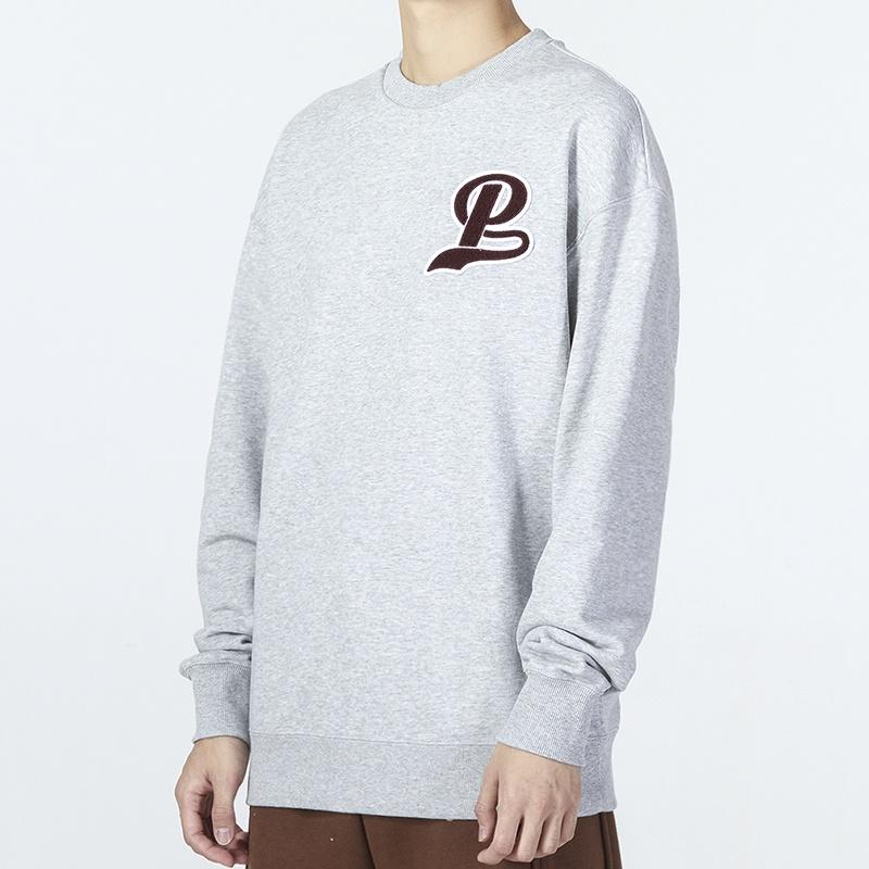 PUMA Team Crew Logo Sweatshirt 'Grey Burgumdy' Men's 539268-04