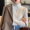 Осенне-зимний свитер с высоким воротом, женский модный однотонный тонкий свитер с длинным рукавом, женские топы, элегантный трикотаж, джемпер 24842