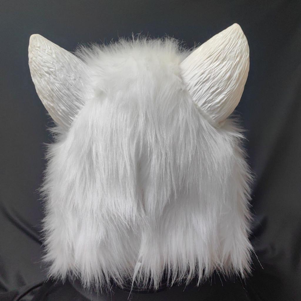 New White Wolf Mask Halloween Horror Latex Plush Animal Head Mask Party Werewolf Headgear Prop