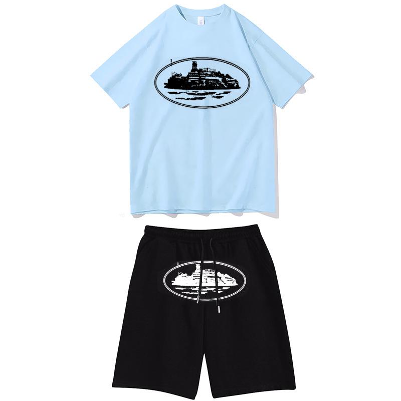 Cross-border T-shirts, pullovers, European and American Alcatraz Island unisex sweatshirts and sweatpants sets, street hip-hop outfits