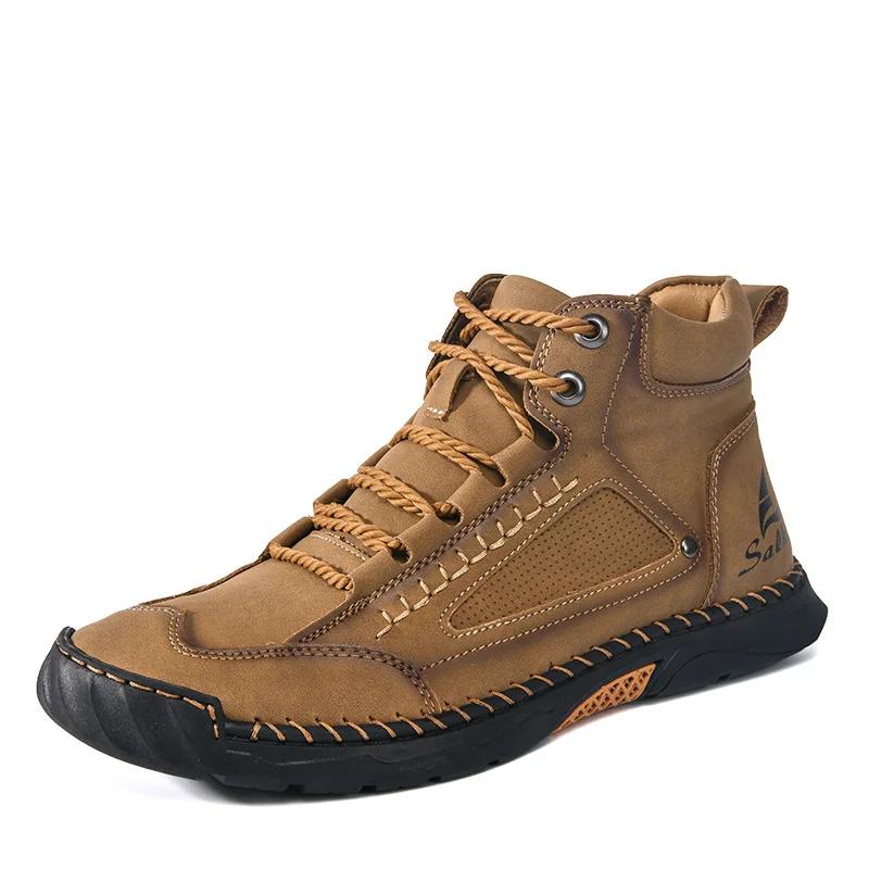 Fashion Handmade Men Boots Design Sneakers Man Outdoor Casual Leather Men Shoes Ankle Boots Fall Breathable Hot Sale 2025