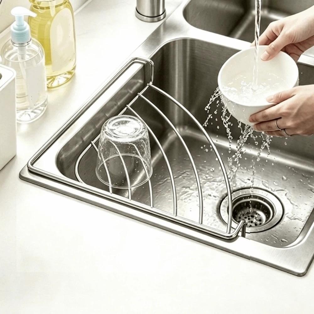Waterproof Dish Drying Rack Anti-rust Sink Drain Shelf Simple Sink Corner Rack for Kitchen