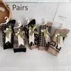 5 Pairs of Thick Mid-calf Socks for Women In Autumn and Winter, Retro Leopard Print Warm Combed Cotton Pile Socks for Women