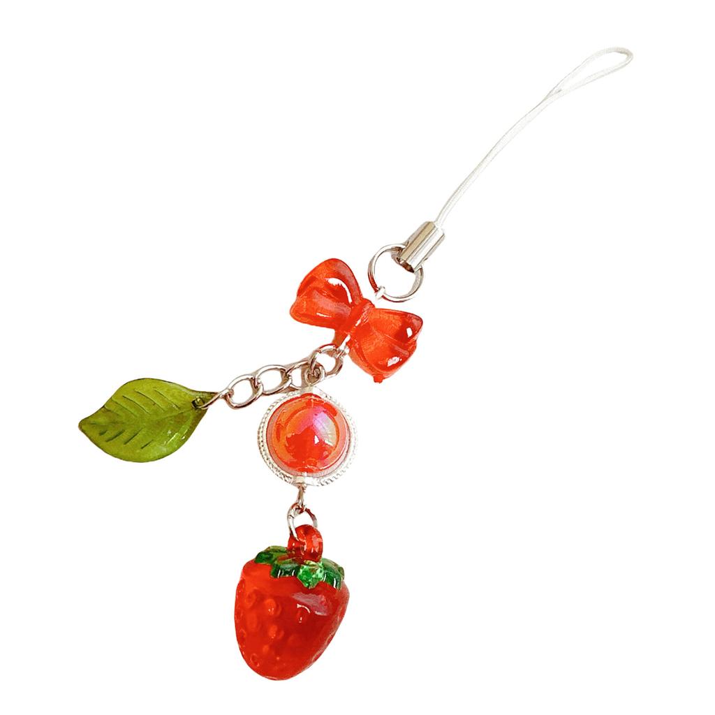 Подвеска для телефона в виде листа клубники. Игривый аксессуар для ремешка для телефона в виде листа клубники для модных пользователей.