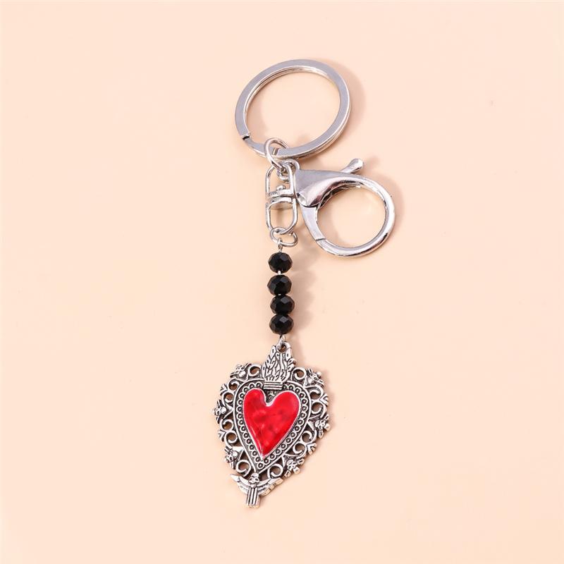 Retro Metal Gothic Love Heart Keychain Charms Steampunk Key Rings Pendant for Women Men Bag Decor DIY Jewelry Gift