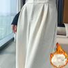 Women's Winter Padded and Thickened Plus Size Straight Trousers Loose Leisure Warm Solid Colour High Waist Trousers