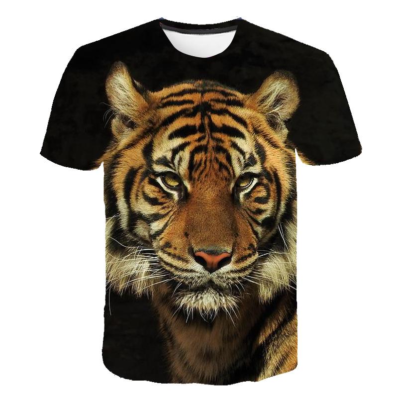 Футболка с рисунком тигра, мужская новая летняя повседневная модная футболка с круглым вырезом и принтом, топы, хипстерские футболки с короткими рукавами и рисунком животных
