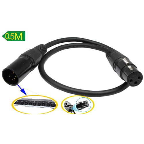 SinLoon (0.5 Meter) DMX Stage Light Cable, DJ XLR Cable, SinLoon 3-Pin Female XLR To 5-Pin Male XLR DMX Turnaround Connection for Blue Yeti Pro, Movin