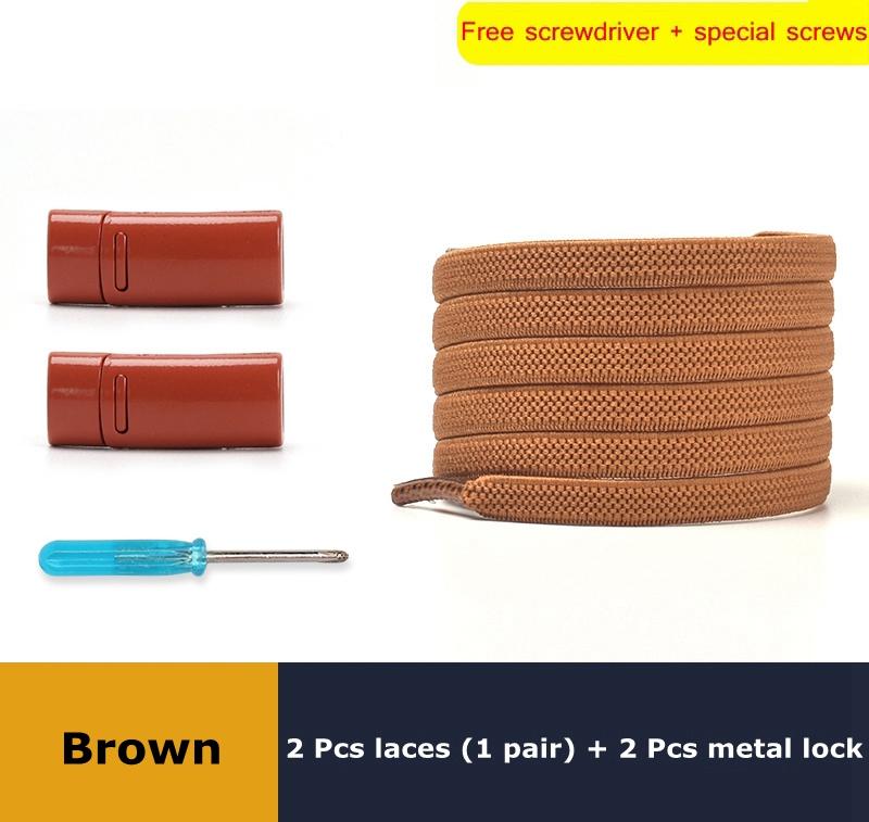 1 Pair Black Shoe Laces Elastic No Tie Shoelaces Magnetic Metal Lock Man And Woman Shoe Accessories Lazy Shoelace Of Sneakers