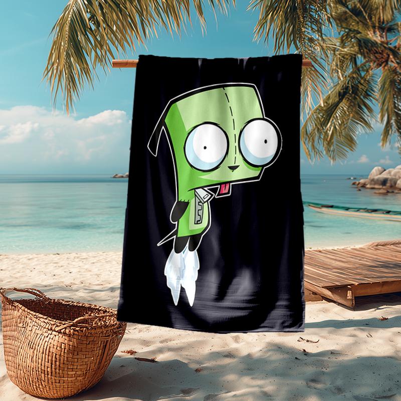 Ultra-Soft Beach Towel with Invader Zim Theme,Ideal for Pool - Camping, Diving - Perfect Travel Essential, Vibrant Beach Towel.