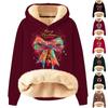 Women's Fashion Hooded Padded Thickened Warm Christmas Printed Loose Pullover Sweatshirt