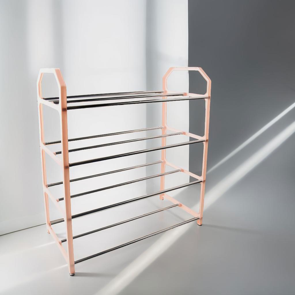 4-layer Metal Shoe Rack Black Easy Assembly Large Capacity Shoe Rack