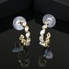 Hoop Earrings with White CZ and 24K Gold Plated