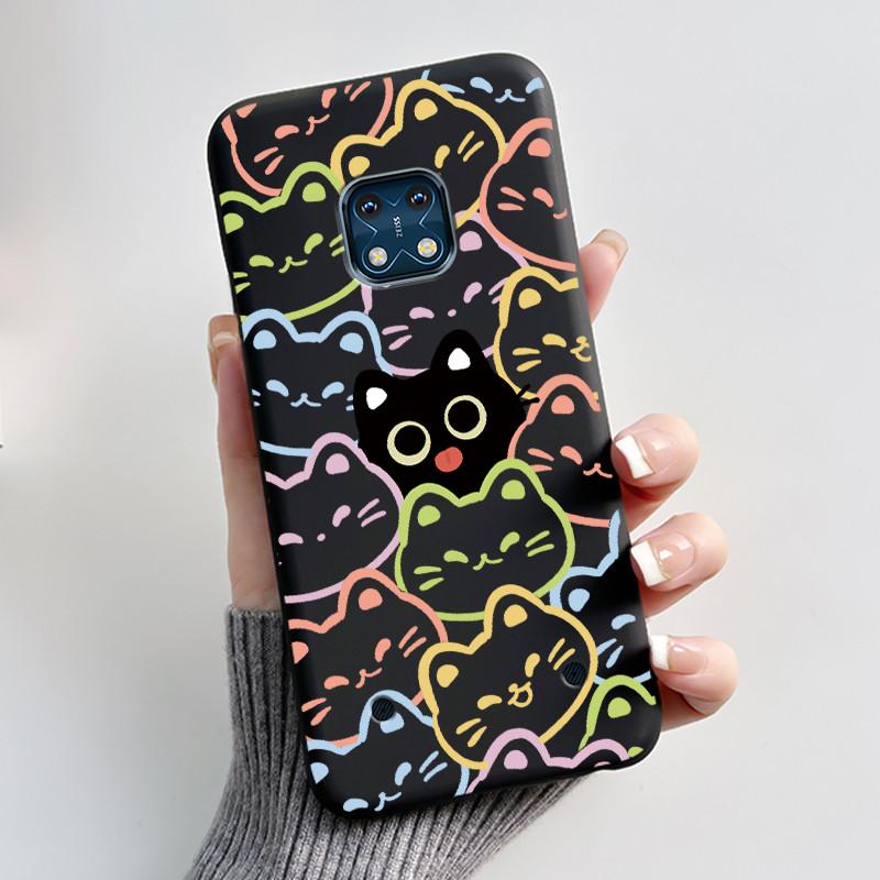 Jelly Color Simple Black Case For Nokia XR20 Popular Little Girl Viral Lucky Pattern Shell With Shockproof Bumper Soft Cover