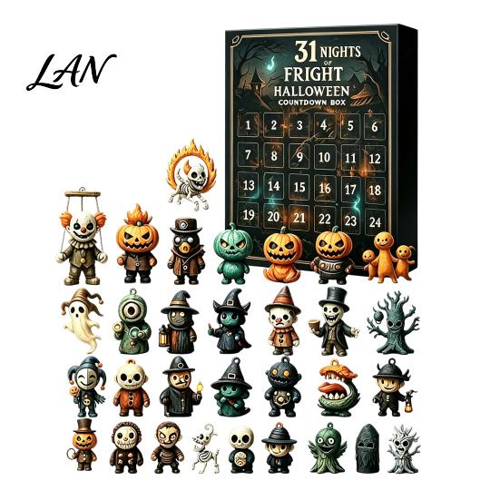 Halloween Advent Calendar 2026, 31 Nights of Fright Countdown Box with Surprising for Mini Spooky Figurines, Home Desk Decor, Party Favors Decoration