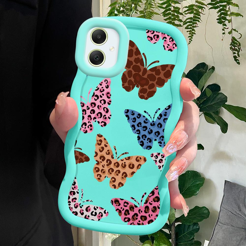 Модный мягкий чехол для телефона с леопардовым принтом и бабочкой для Samsung Galaxy A52 A73 A12 S24 Ultra 5G S23 S22 S21 S20 FE Wave Edge, противоударный защитный резиновый чехол