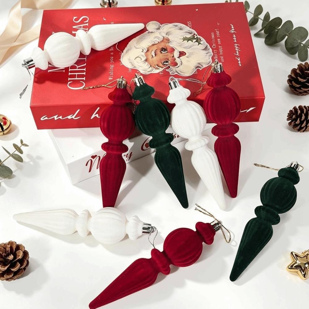 6pcs/Box DIY Crafts Painted Christmas Tree Ornament Plastic Plastic Cone Ornaments New Year Decor