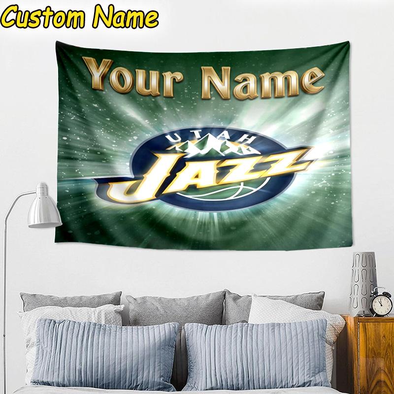 Custom Name Jazz Basketball Team Tapestry Room Decoration Wall Hanging for Living Room Bedroom, dormitory, Birthday and Christmas gifts