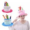 Funny Cake Candle Hat Hair Decoration Birthday Headwear New Party Birthday Cake Hat  Adults Kids