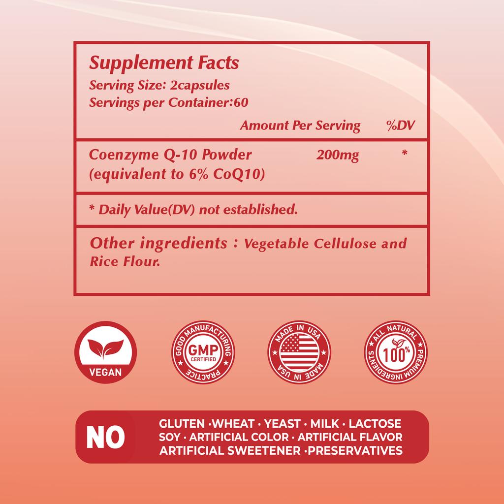 Pslalae - 200mg Pure Coenzyme Q10 Supplement - Heart Health
