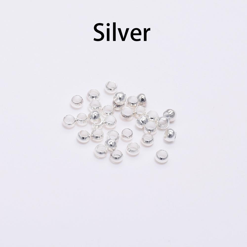 500pcs/lot Gold Silver Copper Ball Crimp End Beads Dia 1.5-3mm Stopper Spacer Beads For DIY Jewelry Making Supplies Accessories