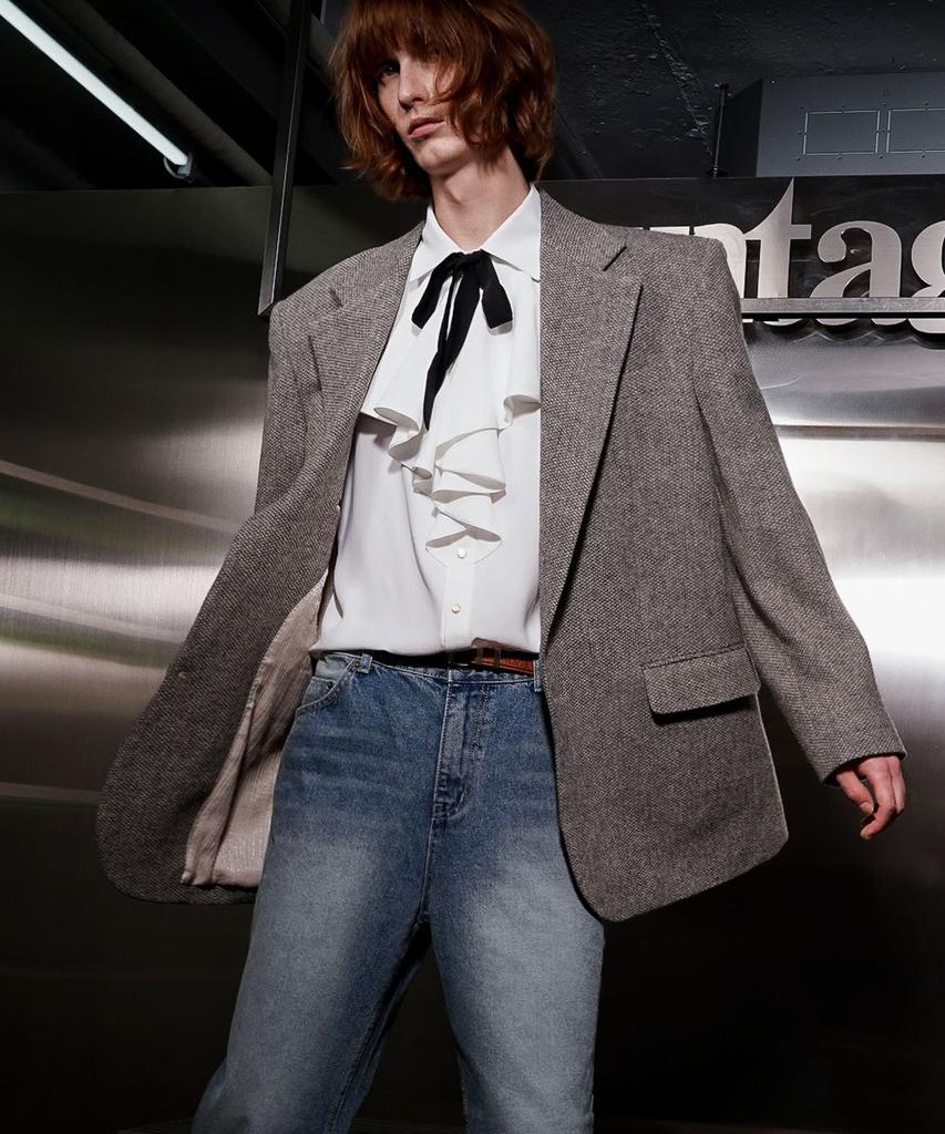 Untage Wool Tweed Single Jacket (Unisex)_Uth-Fb51
