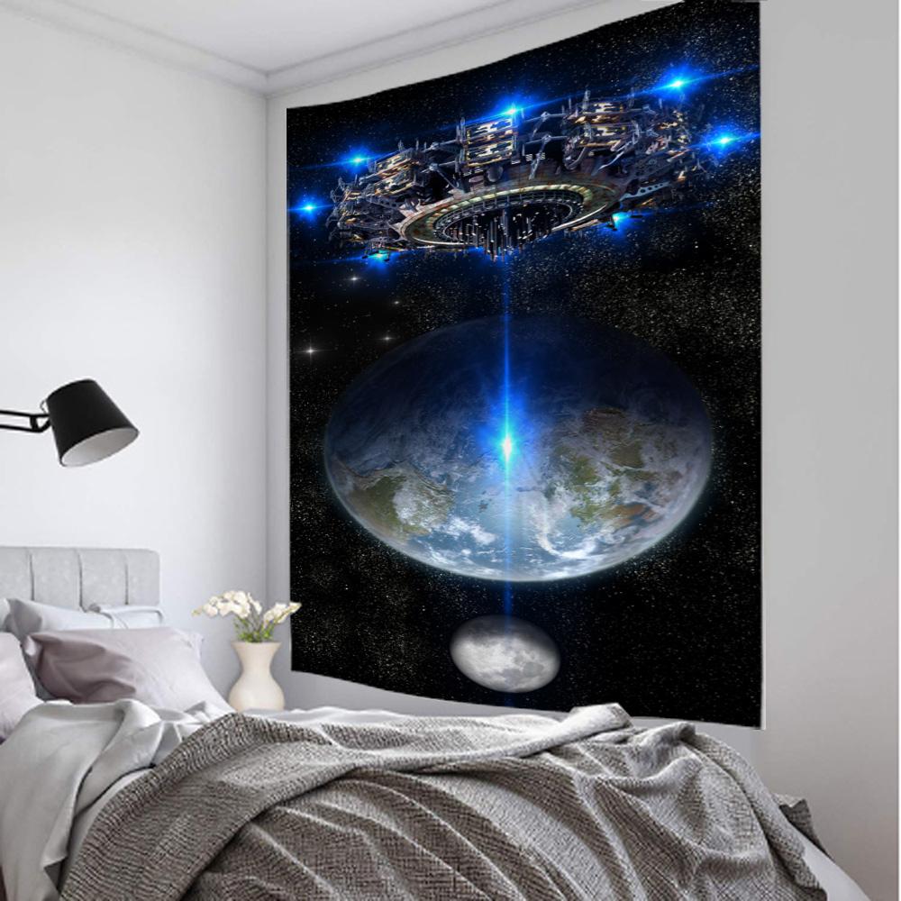 Таинственный гобелен с космическим кораблем, подвесной экзопланет, общежитие, Звезда Вселенной, спальня, гостиная, домашний декор