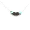 Stones and Minerals. Dominican Republic Larimar Necklace + 8mm Lava Beads Stainless Steel Chain.