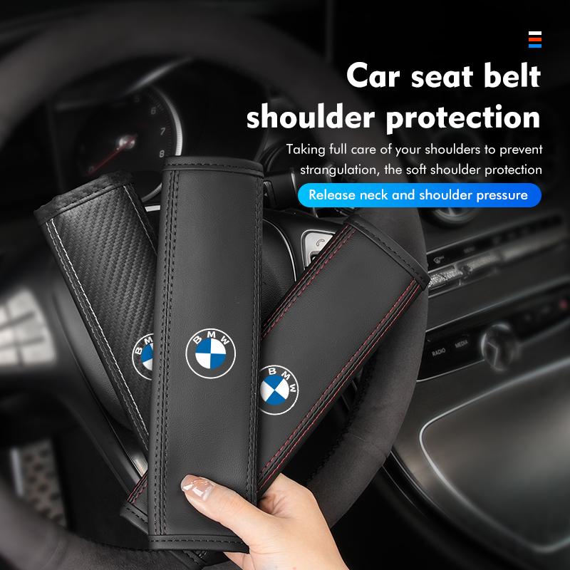 Leather Car Seat Belt Shoulder Cover Protection Accessories For BMW E90 E60 E46 E39 F30 F10 E87 X3 X4 X5 X1 G30 G20 VL4