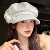 Striped bow cloud beret children summer thin versatile octagonal hat retro literary painter hat