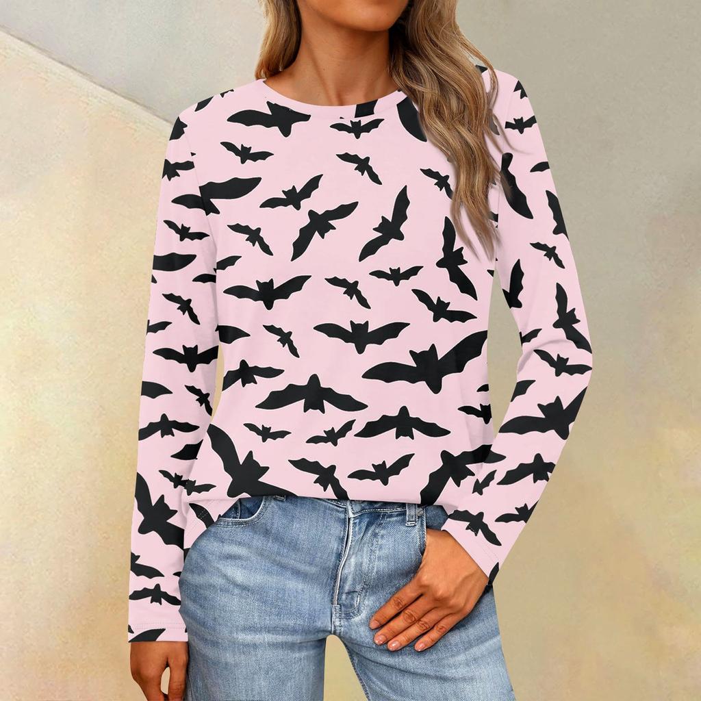 Женская свободная повседневная повседневная футболка с длинным рукавом и круглым вырезом, сплошной цвет, топ