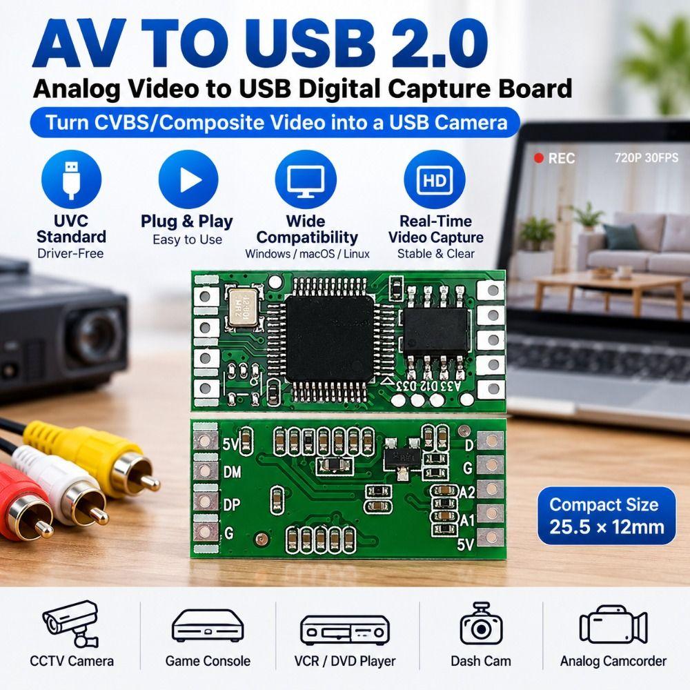 Low Latency Video Signal Converter CVBS to USB CVBS Video Adapter Camera Supplies