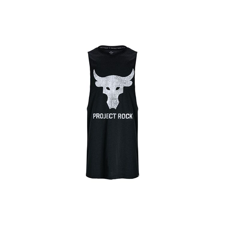 Under Armour Project UA Project Rock Letter Logo Print Training Sleeveless T-Shirt Men Tops Black 1373787-004