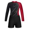 Girls Long Sleeve Gymnastics Leotard Unitard with Shorts 2 Piece Outfits Ballet Dance Bodysuit Biketard Dancewear