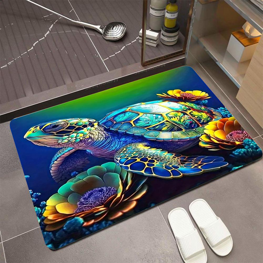 Ковер для гостиной и спальни Bubble Ocean Turtle большого размера, реалистичный дизайн с коралловым элементом, противоскользящий коврик для домашнего декора