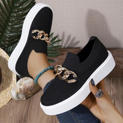 Модные женские кроссовки на платформе с цепочкой, без застежек, на толстой подошве, женские, размер плюс 44, дышащая сетка, нескользящая, повседневная обувь