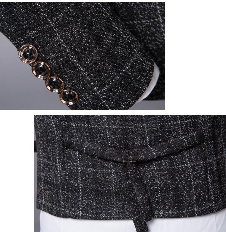 2024 Men's British Slim Plaid Three-Piece Suit: Trendy Autumn/Winter Fashion